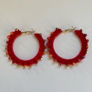 Boho Crocheted Hoop Earrings New